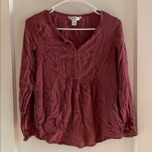 Three quarter sleeve embroidered  shirt